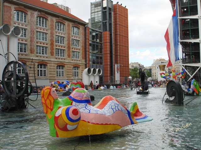 Stravinsky fountain in front of Centre Pompidou in Paris 