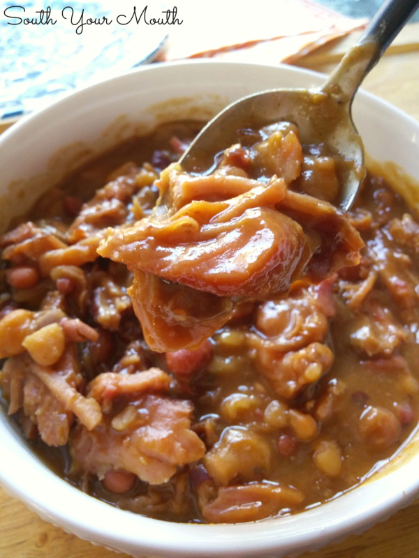 Cajun Ham & Beans! A family-favorite recipe for dried beans and ham using Cajun 15 Bean Soup beans and leftover ham made on the stove or crock pot.