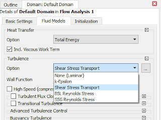 which turbulence model to choose in Ansys CFX