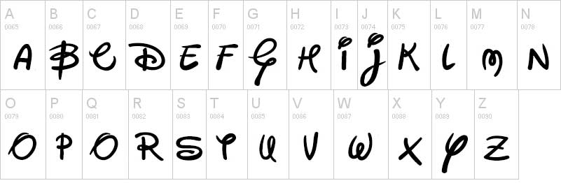 tipografia disney abecedario alfabeto