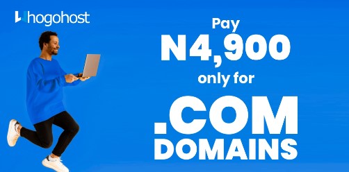 Image showing how to pay four thousand nine hundrad naira only for .com domain