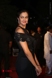 Actress Shu Aiyappa Stills in Stylish Black Long Dress at Gemini TV Puraskaralu 2016 Event  0013.JPG