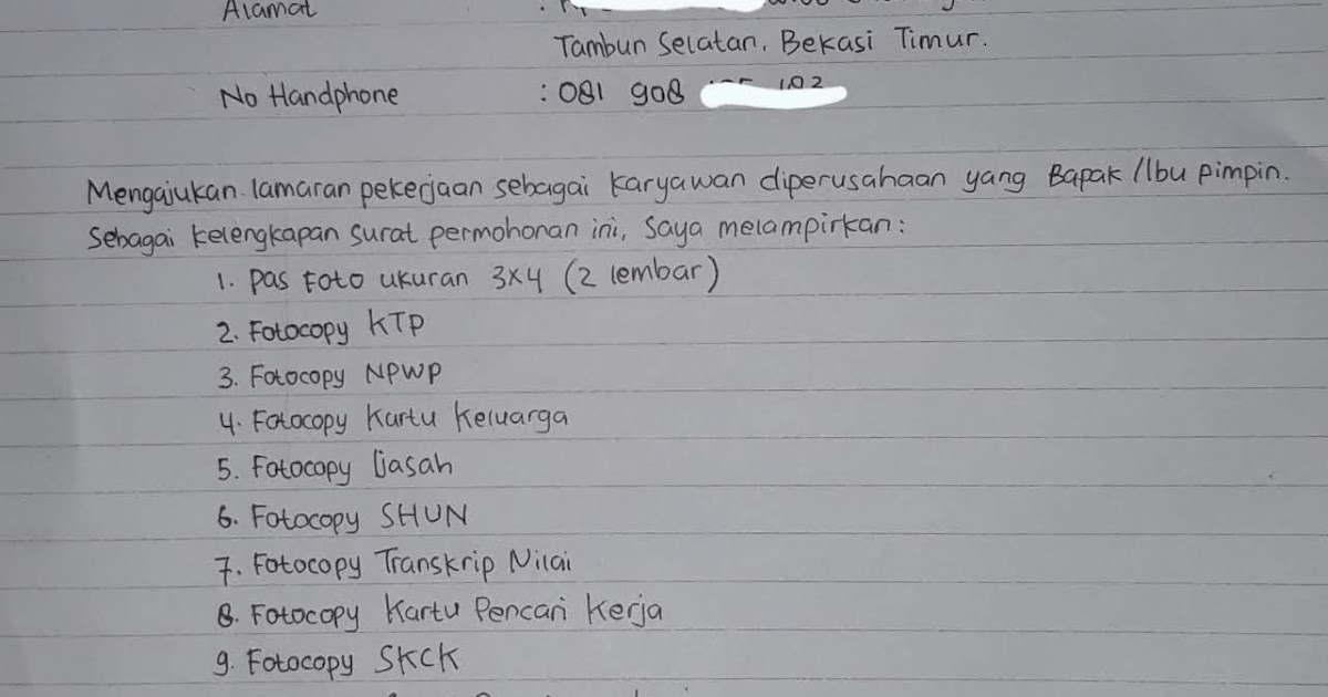 Contoh Surat Lamaran Kerja Tulis Tangan Pabrik Yang Benar Workingclass Id