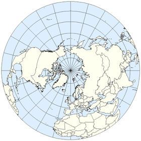 خريطة نصف الكرة الأرضية الشمالي