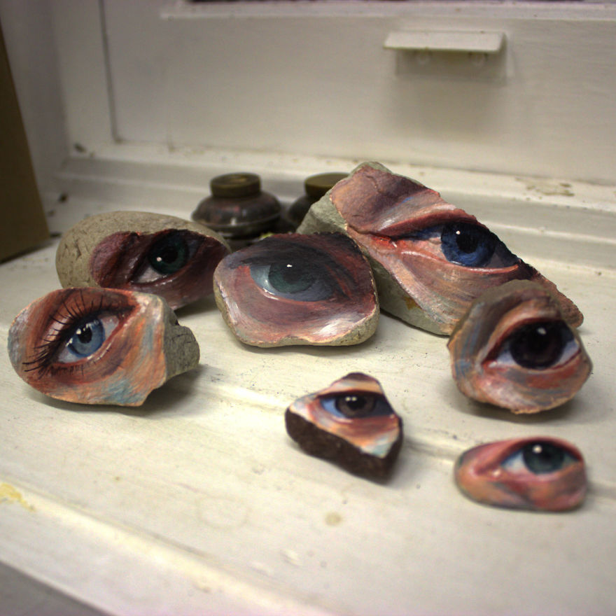 Artist Paints Eyes On Rocks And Takes Them Back To Nature To Be Found Or Lost Forever