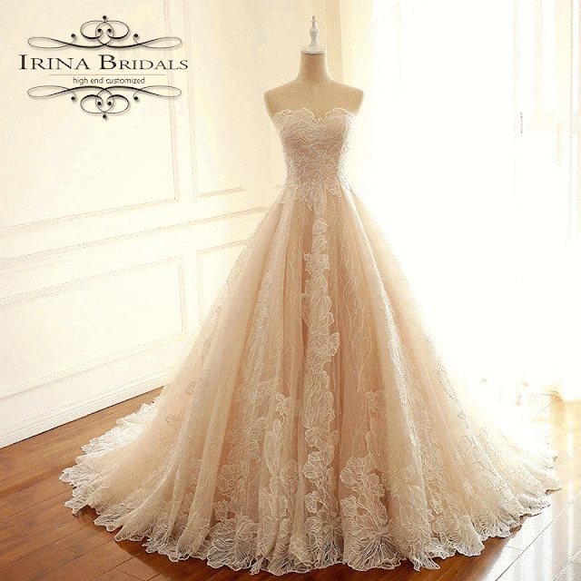 Vestidos de novia vintage Strapless Lace Applique Turkey Wedding Dress