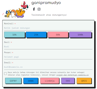  Konten kreator menghasilkan beragam konten termasuk tutorial Saweria - Platform apresiasi konten kreator melalui donasi 