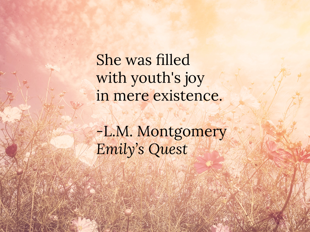 A quote on youth's joy by L.M. Montgomery in Emily's Quest.