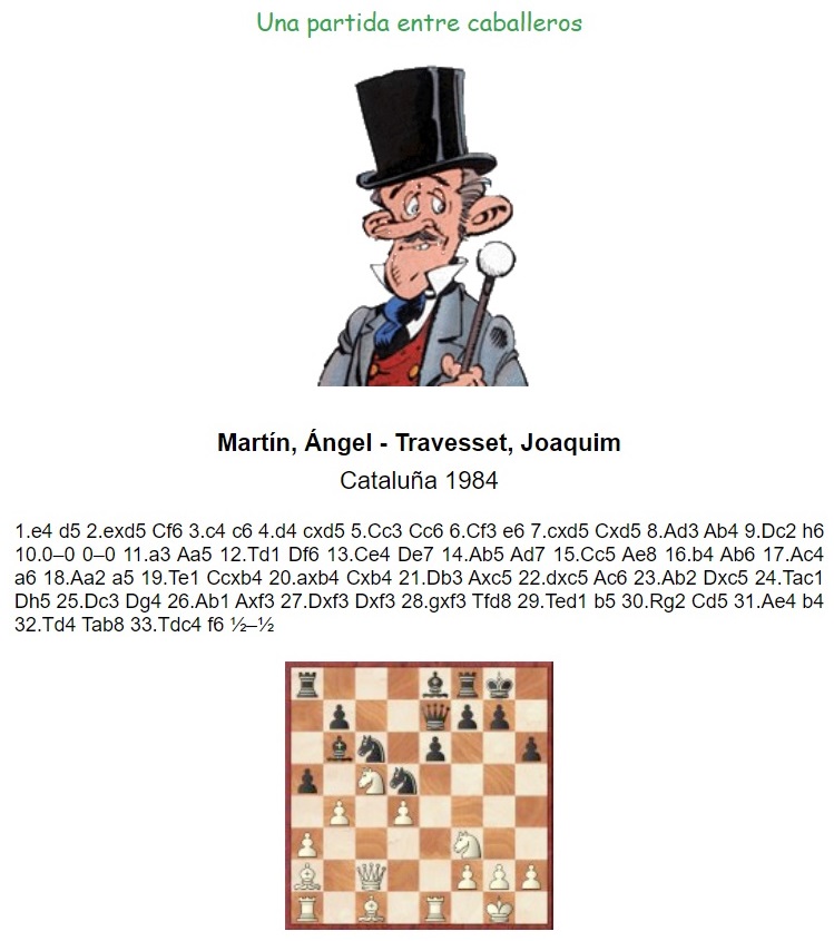 Partida de ajedrez Ángel Martín - Joaquim Travesset, año 1984