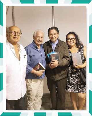 Arturo Ramos Riofrío, Víctor Escalante, Ricardo González Vigil y Fanny Jem Wong, en la Presentación del Microrrelato Peruano Feria del Libro San Borja