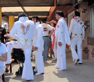 A Rare Flock Of White Elvii at the Orange County Elvis Festival, Orange County Fairgrounds, Costa Mesa, CA #Elvisfest #Elvis #California www.thebrighterwriter.blogspot.com