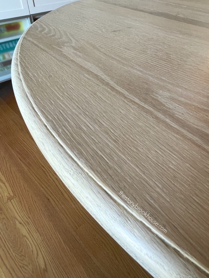 The edge of bleached table top