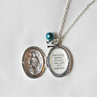 image mary poppins quote necklace locket practically perfect in every way literature typography two cheeky monkeys