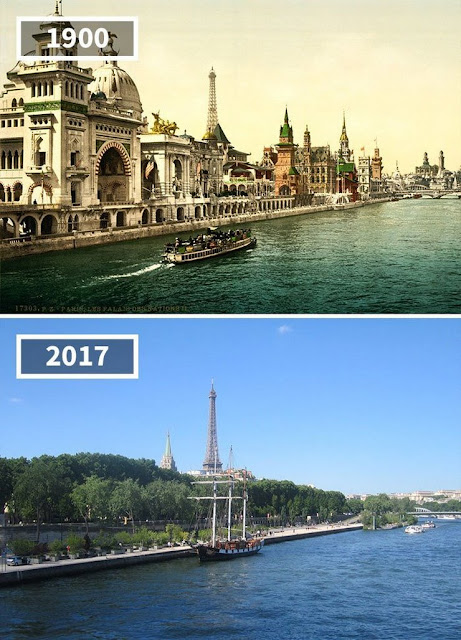 Antes y después Ribera del Sena, París