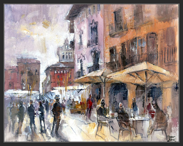 MERCAT DEL RAM-VIC-PINTURA-PAISATGES-PRIMAVERA-PLAÇA-OSONA-MERCATS-CATALUNYA-PINTURES-PINTOR-ERNEST DESCALS