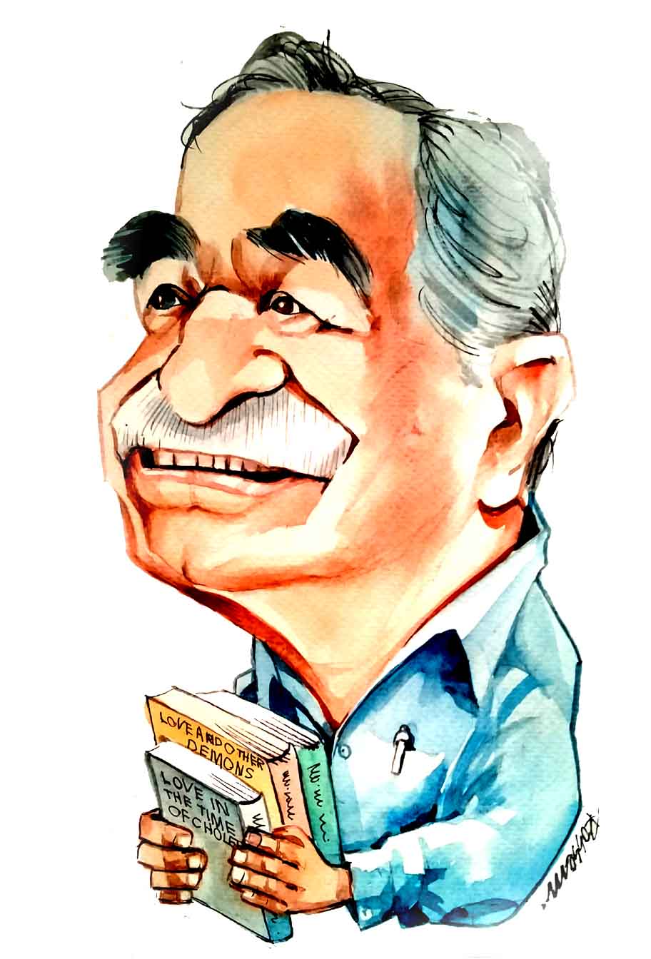 Gabriel Garcia Marquez .. Caricature by Rossem - Malaysia