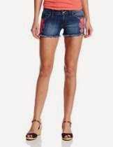 <br />Roxy Juniors Lovin Embroidered Denim Short