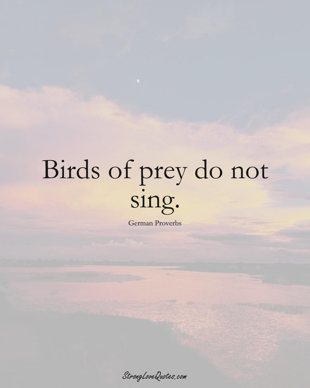 Birds of prey do not sing. (German Sayings);  #EuropeanSayings