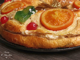 Roscón de Reyes relleno de crema pastelera