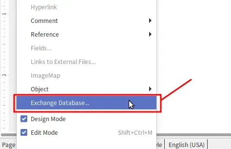 LibreOffice Edit Exchange Database