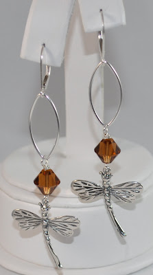 Sterling Silver Signature Dragonfly Earrings - Smoked Topaz Swarovski  Rock Candy Miami