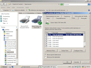 Impressora USB Epson C65 configurada para imprimir na porta LPT1