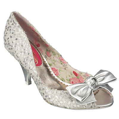 Silver Women's Dress Shoes-Poetic Licence Miss Sequin Peep-Toe Shoes