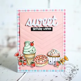 Sunny Studio Stamps: Sweet Shoppe & Fishtail Banners Ice Cream, Cupcake & Donut card by Lexa Levana.
