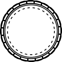 Black and white spoke edge circle with stitching web element