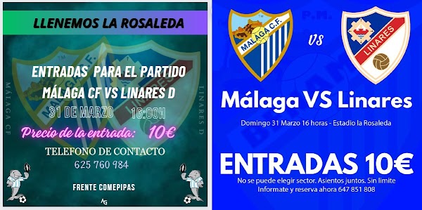 El Málaga - Linares Deportivo, con entradas a 10 euros