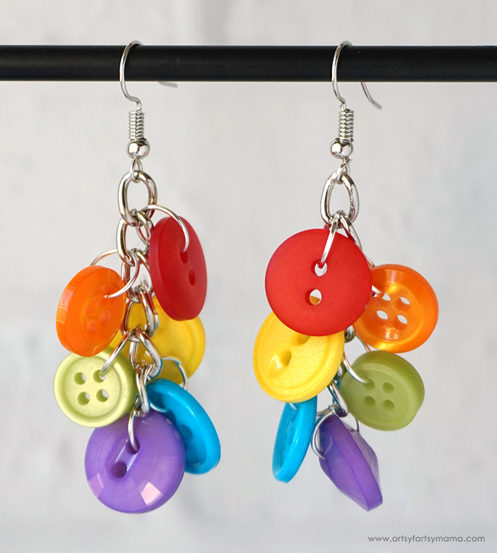 Rainbow Button Earrings