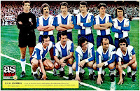 R. C. D. ESPAÑOL DE BARCELONA. Temporada 1972-73. Borja, Granero, De Felipe, Glaría, Ochoa y Poli; Roberto Martínez, Romero, Amiano, José María y Pepín. F. C. BARCELONA 0 R. C. D. ESPAÑOL DE BARCELONA 1 Domingo 04/03/1973, 16:30 horas. Campeonato de Liga de 1ª División, jornada 23. Barcelona, Nou Camp. GOLES: ⚽0-1: 67’, Glaría, de penalti.