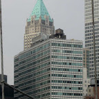 Pleasing Modern Face - With tank on top; from the Brooklyn Bridge.