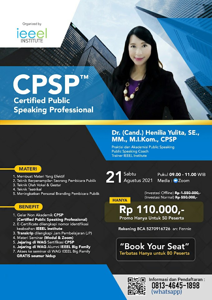 Gelar Non Akademik Certified Public Speaking Professional