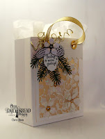 Our Daily Bread Designs, Pine Branches, Pinecones, Peaceful Poinsettia, Card Caddy and Gift Bag, Gift Bag Handle and Toppers, Mini Tags and Labels, White as Snow stamp set, designed by Chris Olsen