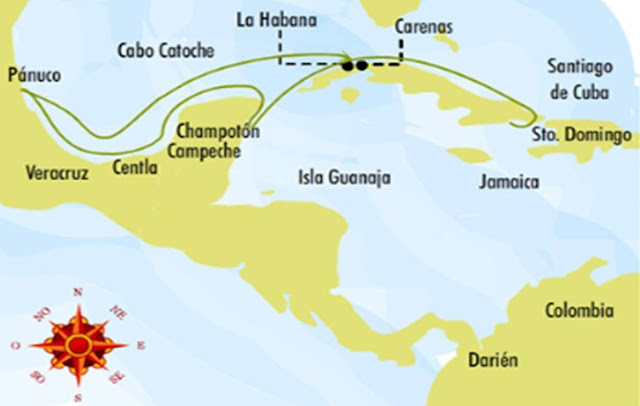 mapa de la segunda expedicion de juan de grijalva