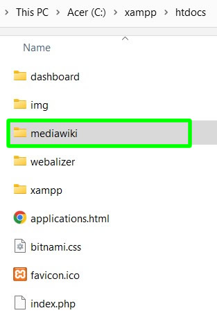 copying mediawiki installer inside xampp htdocs folder