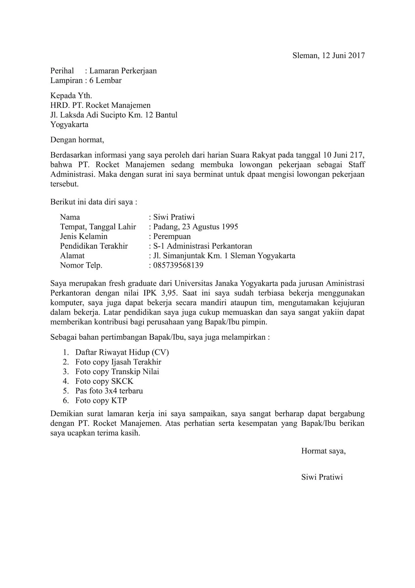 Download Contoh Surat Lamaran Kerja Dan Cv Terbaru Doc