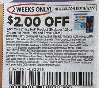 $2/1 Icy Hot Coupon from "SMARTSOURCE" insert week of 10/30/22.