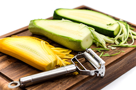 Making Zucchini noodles Zoodles peeler