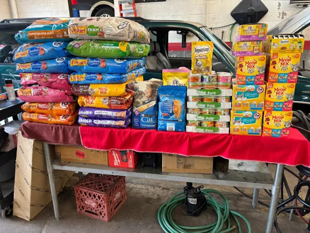 Auto repair shop in Tyler, Texas collects pet food donations for animal rescues