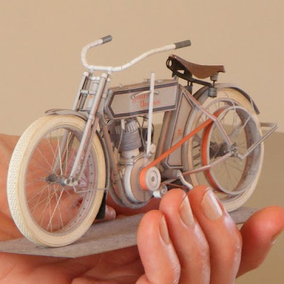 1911 Harley Davidson Motorcycle Paper Model Tektonten 