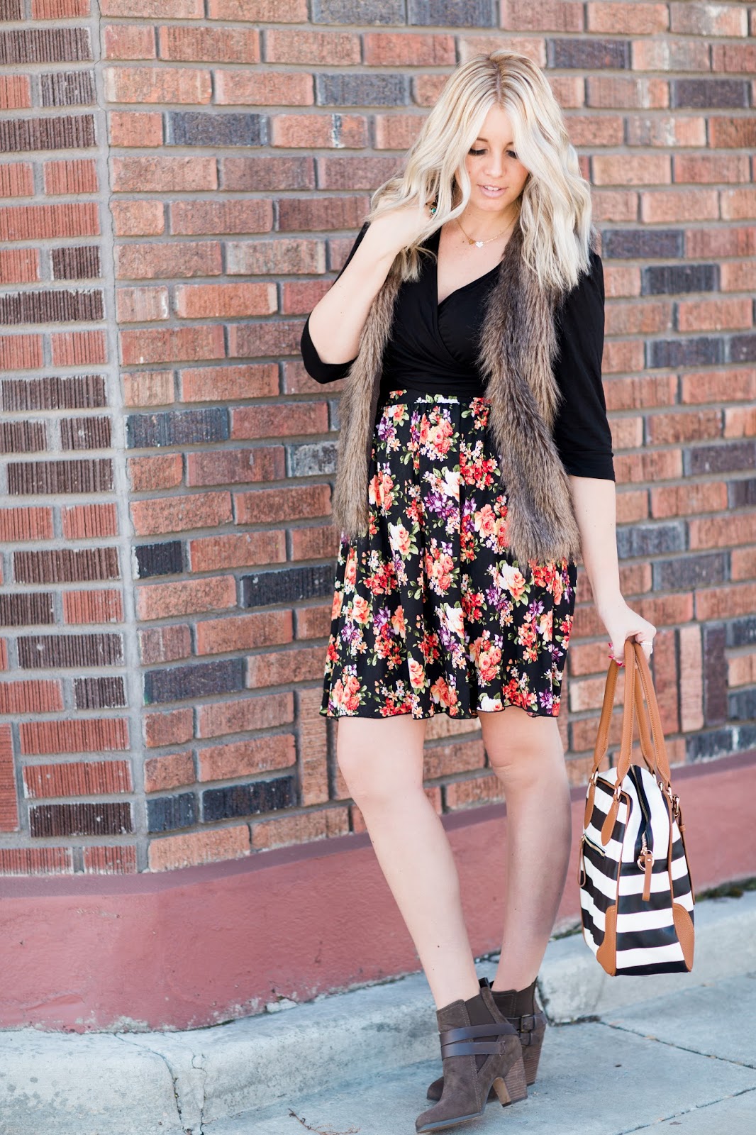 Utah Fashion Blogger, Nursing Top, Striped Diaper Bag