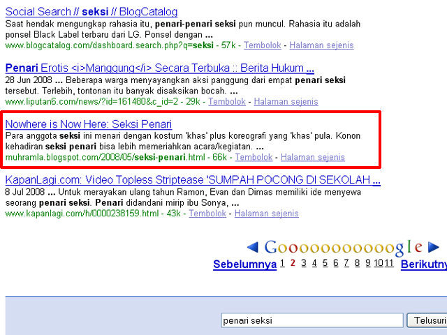 Search result: penari seksi