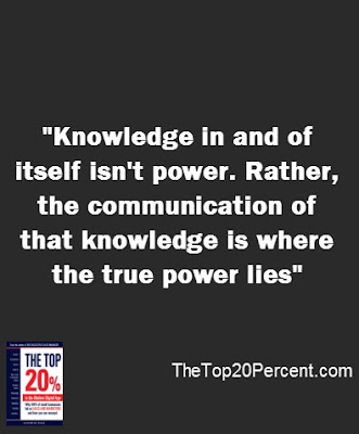 Knowledge in and of itself isn't power. Rather, the communication of that knowledge is where the true power lies