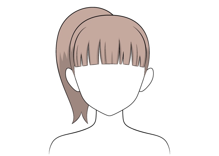 Shading rambut kuncir kuda anime