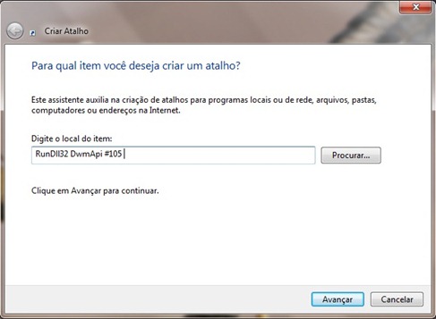 Finalizando atalho