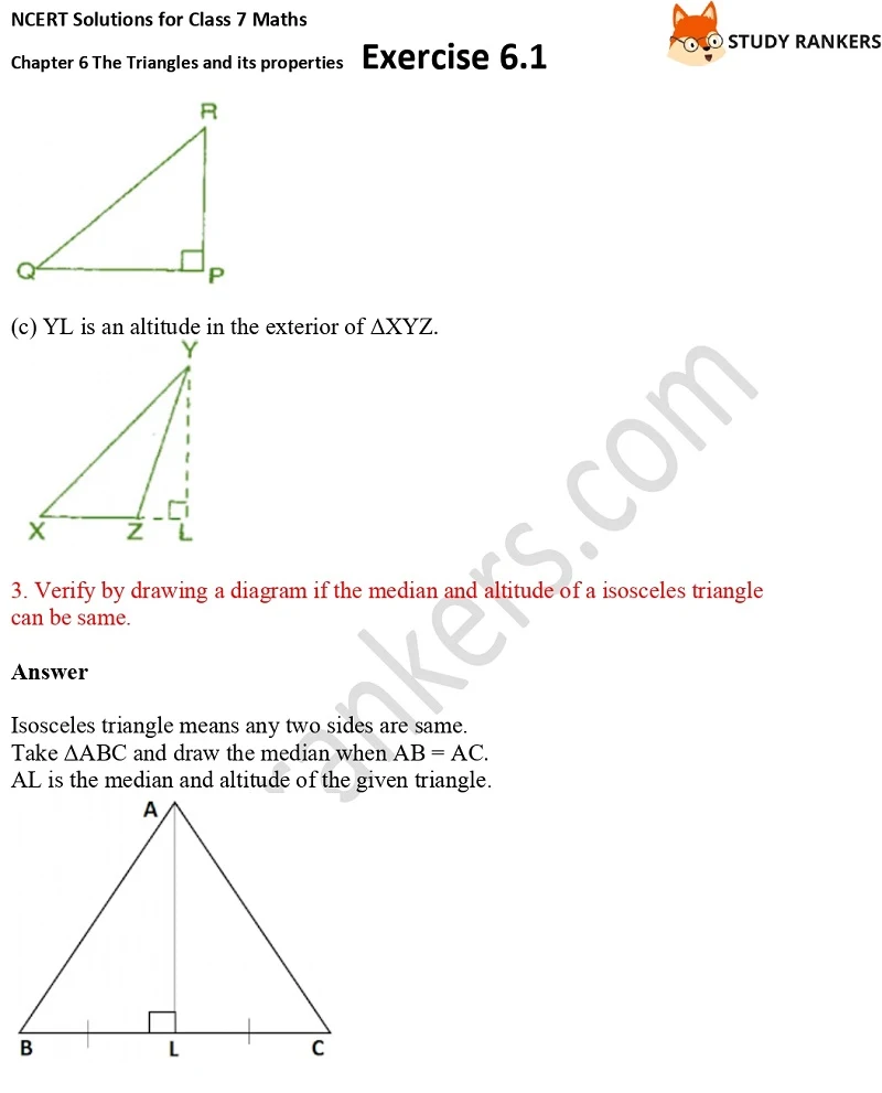 NCERT Solutions for Class 7 Maths Ch 6 The Triangles and its properties Exercise 6.1 2