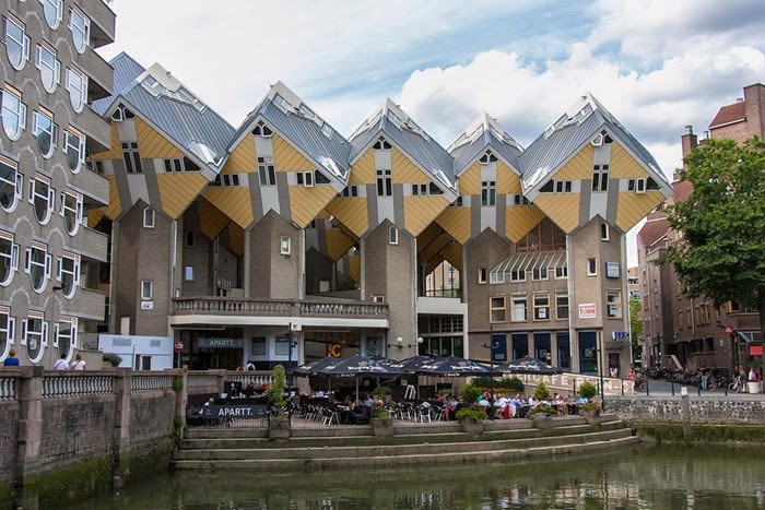 The Cubic Houses are a curious and magnificent architectural wonder located in Rotterdam, Netherlands. 