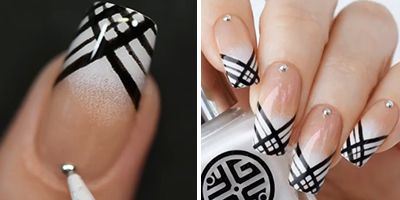 finalizando a decoração de unhas pretas